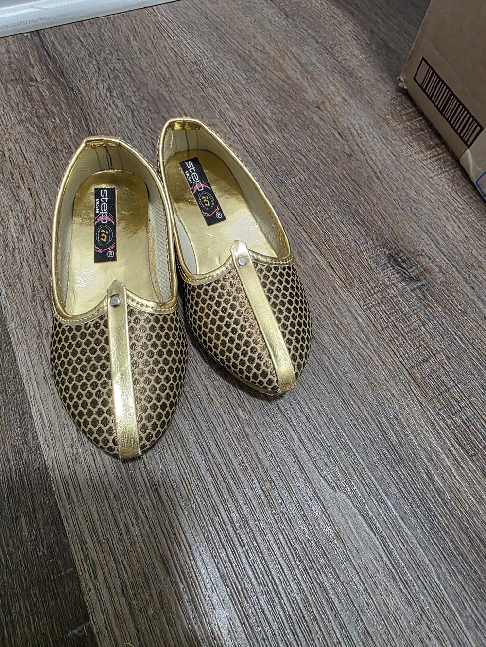 Gold and Brown Traditional Slip-On Kid's Flats